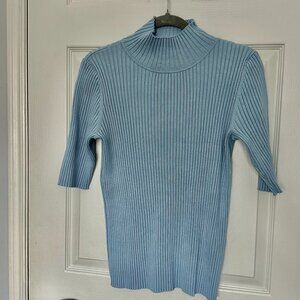 Light blue mock neck ribbed sweater - Isaac Mizrahi XL